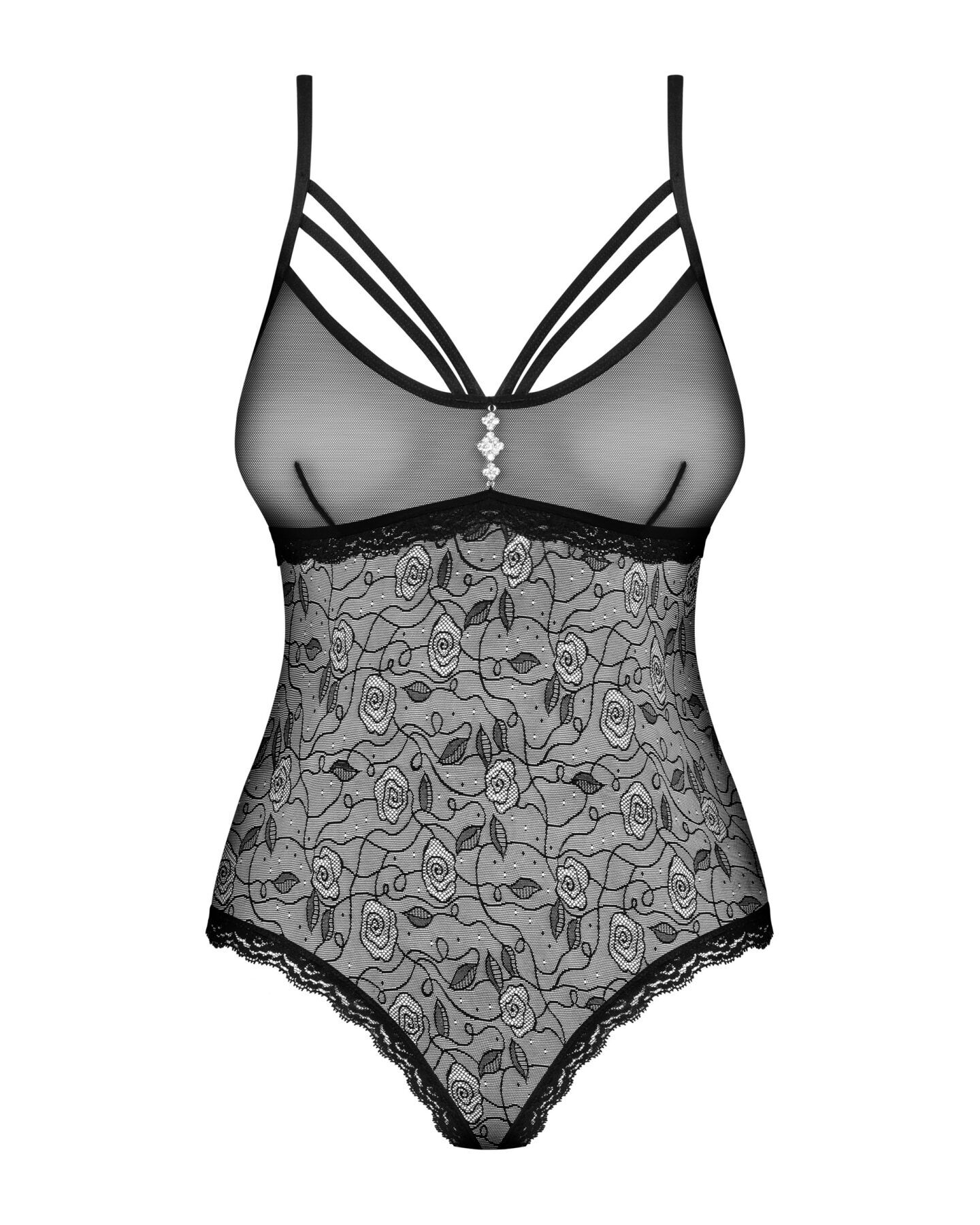 Мереживне боді з доступом Obsessive 818-TED-1 teddy XS/S, чорне - Зображення 5