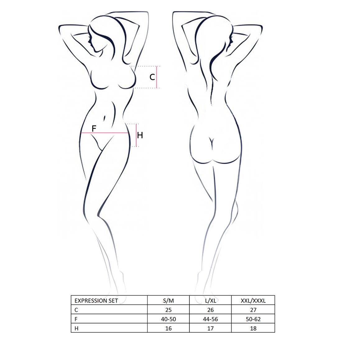 Комплект білизни Passion EXPRESSION SET L/XL, black, ліф сітчастий, спідничка і стрінги - Зображення 3