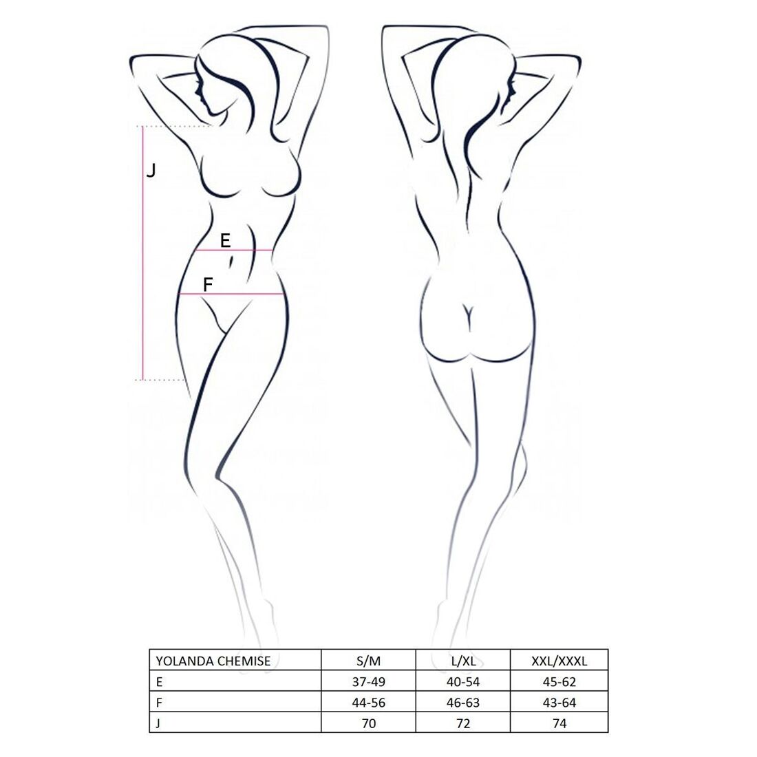 Прозора сорочка з довгим рукавом Passion YOLANDA CHEMISE L/XL, black, трусики - Зображення 3