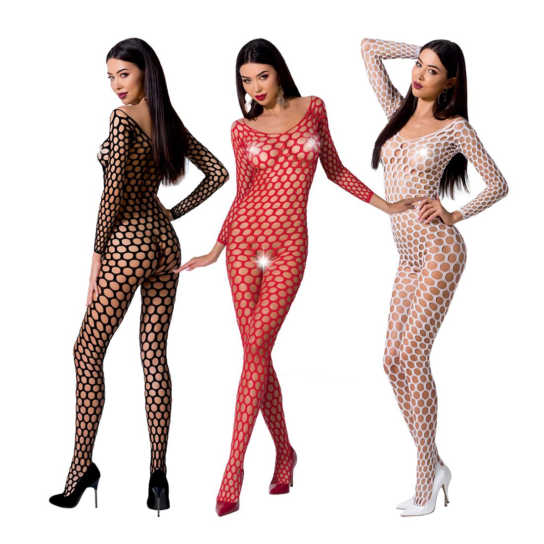 Бодістокінг з великою сіткою Passion BS077 red - Зображення 3