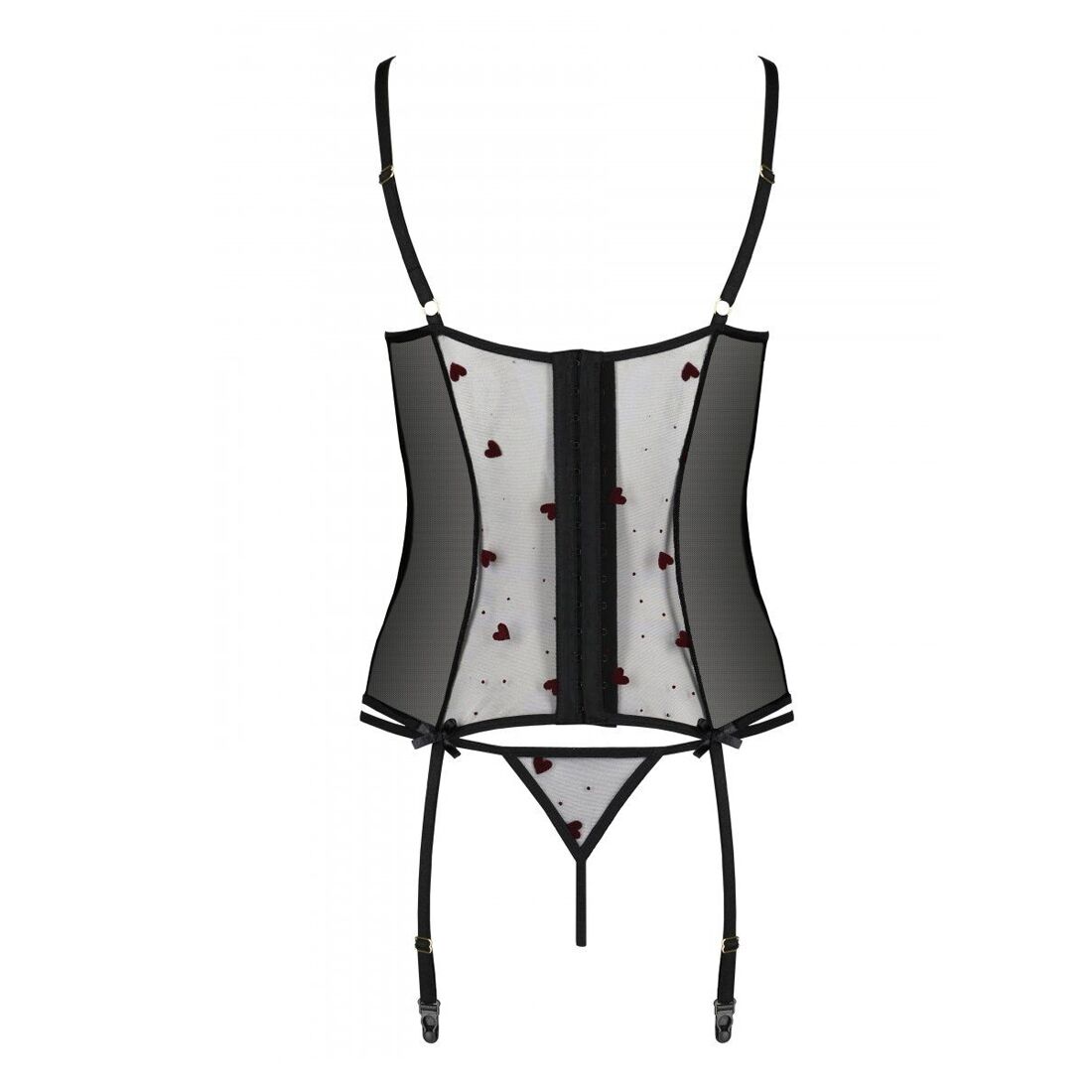 Корсет з підв'язками, стрінги Passion LOVELIA CORSET L/XL, black - Зображення 6