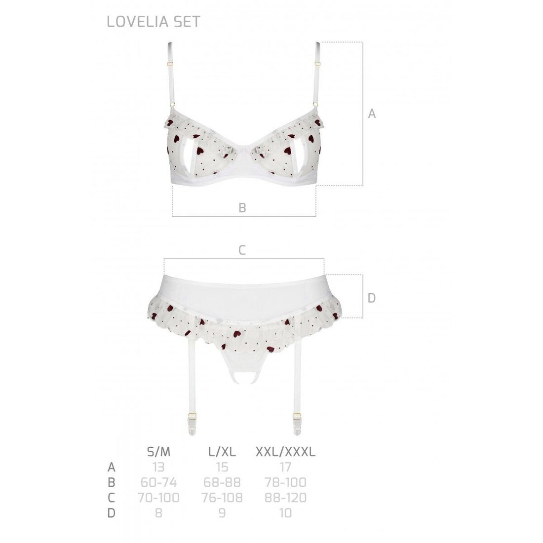 Сексуальний комплект з поясом для панчіх Passion LOVELIA SET S/M, white - Зображення 7
