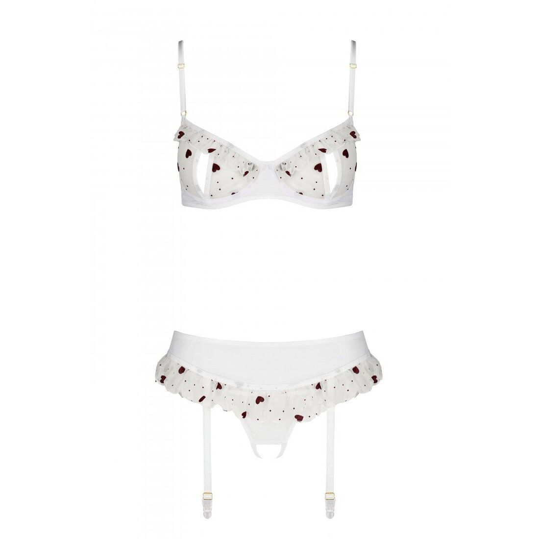 Сексуальний комплект з поясом для панчіх Passion LOVELIA SET XXL/XXXL, white - Зображення 5