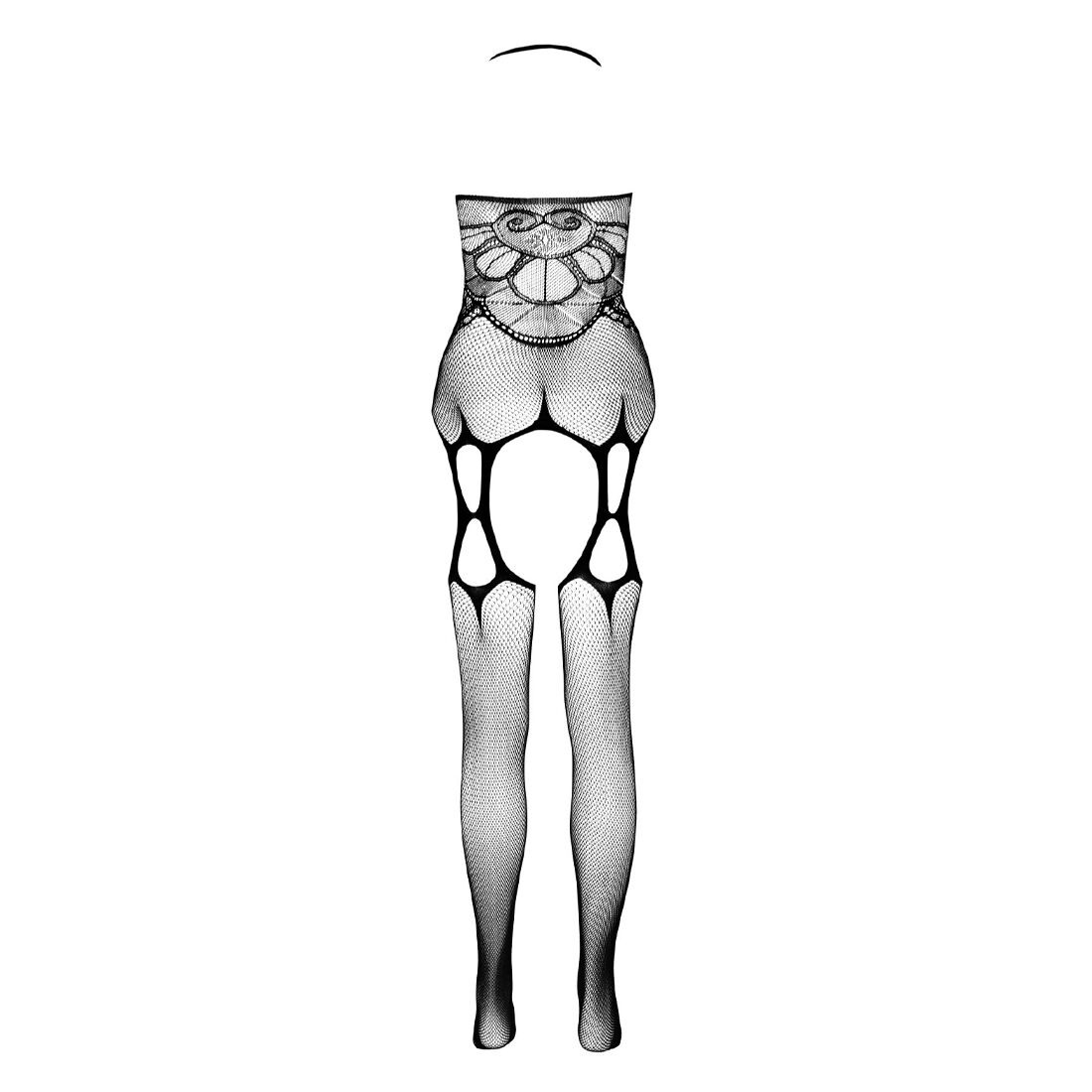 Бодістокінг Passion ECO BS002 black, з доступом, імітація підв’язок, абстрактний малюнок - Зображення 4