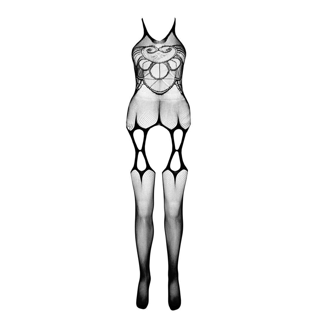 Бодістокінг Passion ECO BS002 red, з доступом, імітація підв’язок, абстрактний малюнок - Зображення 3