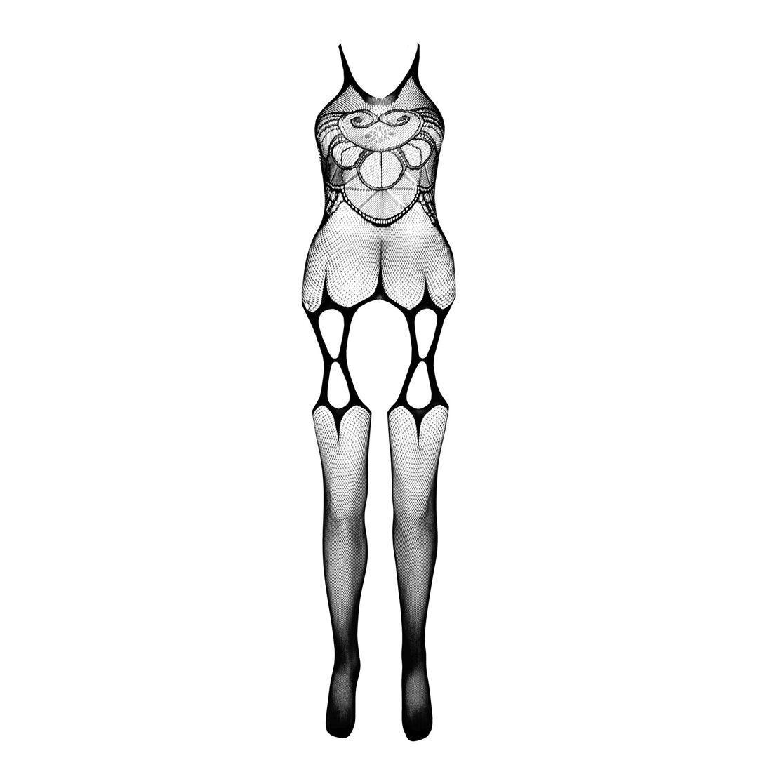 Бодістокінг Passion ECO BS002 white, відкритий доступ, імітація підв’язок, абстрактний малюнок - Зображення 3