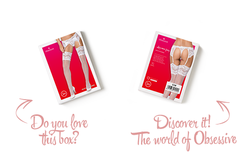 Панчохи під пояс із широким мереживом Obsessive 810-STO-2 stockings L/XL, білі - Зображення 4