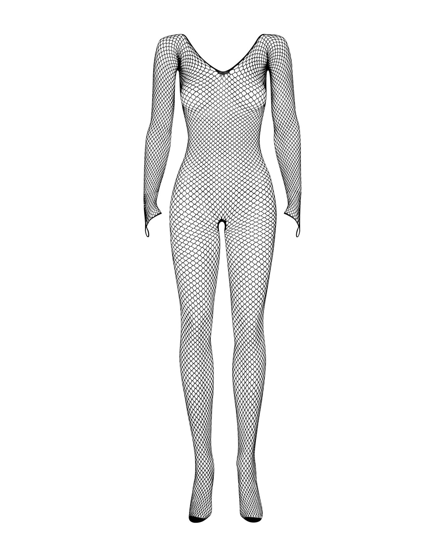 Сітчастий бодістокінг із довгим рукавом Obsessive Bodystocking N109 black S/M/L, чорний, комбінезон - Зображення 3