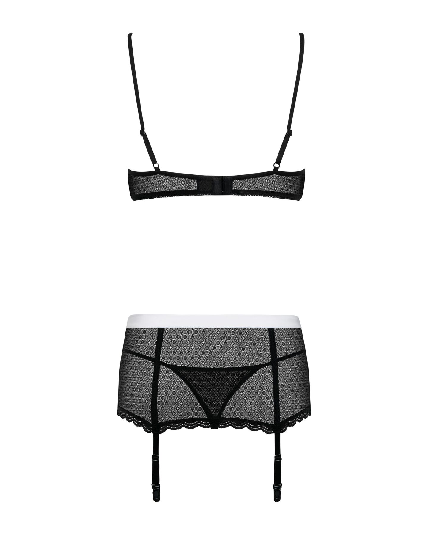 Еротичний костюм покоївки Obsessive Maidme set 5pcs S/M, бюстгальтер, пояс з фартухом, панчохи - Зображення 6