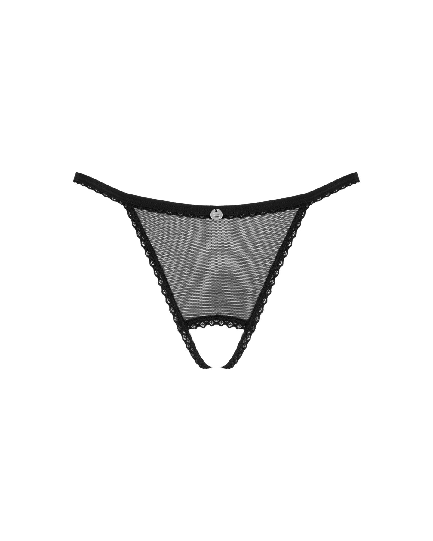 Прозорі стрінги з доступом Obsessive Celia Noir crotchless thong M/L - Зображення 5