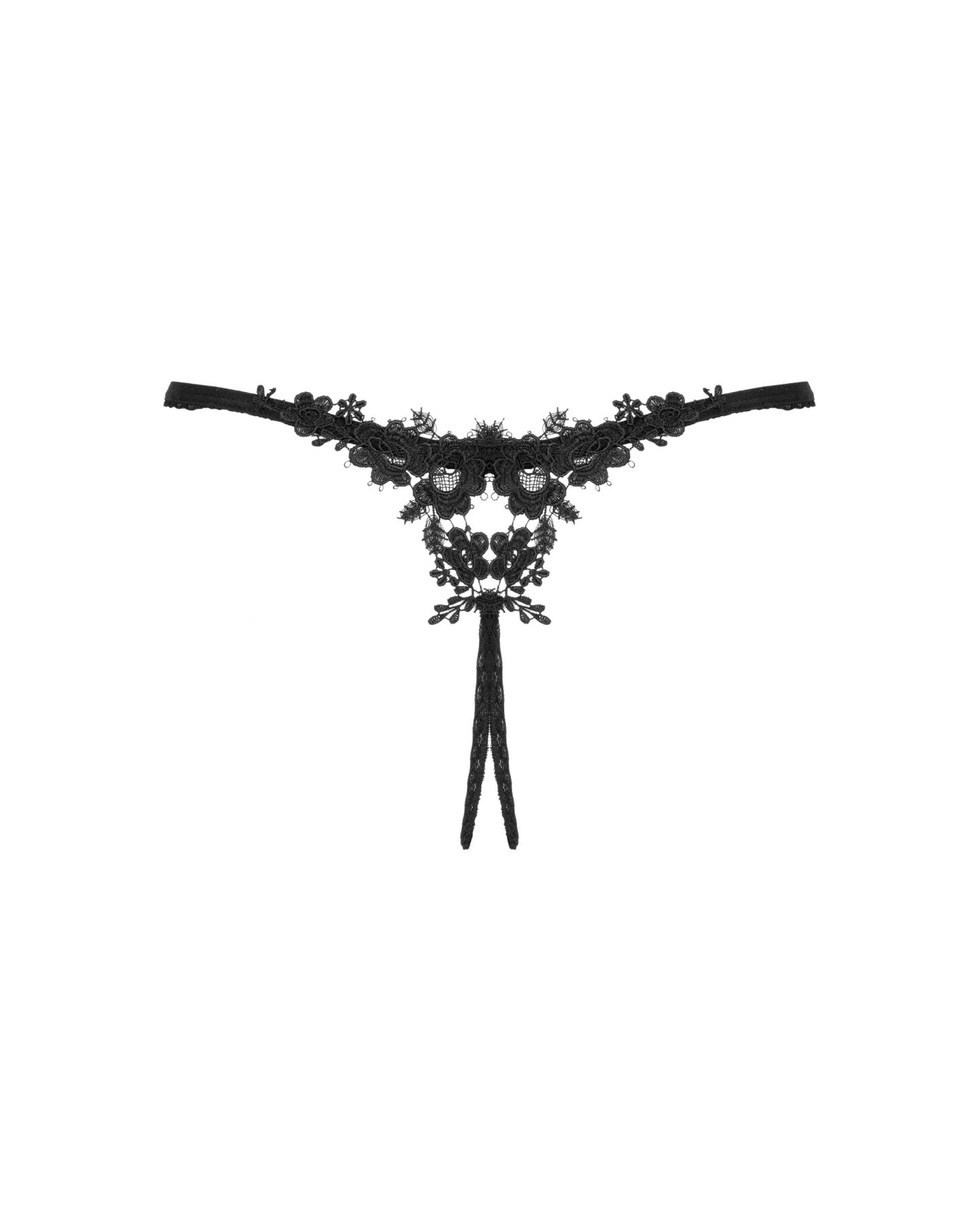 Прозорі стрінги з доступом Obsessive Celia Noir crotchless thong XL/2XL - Зображення 6