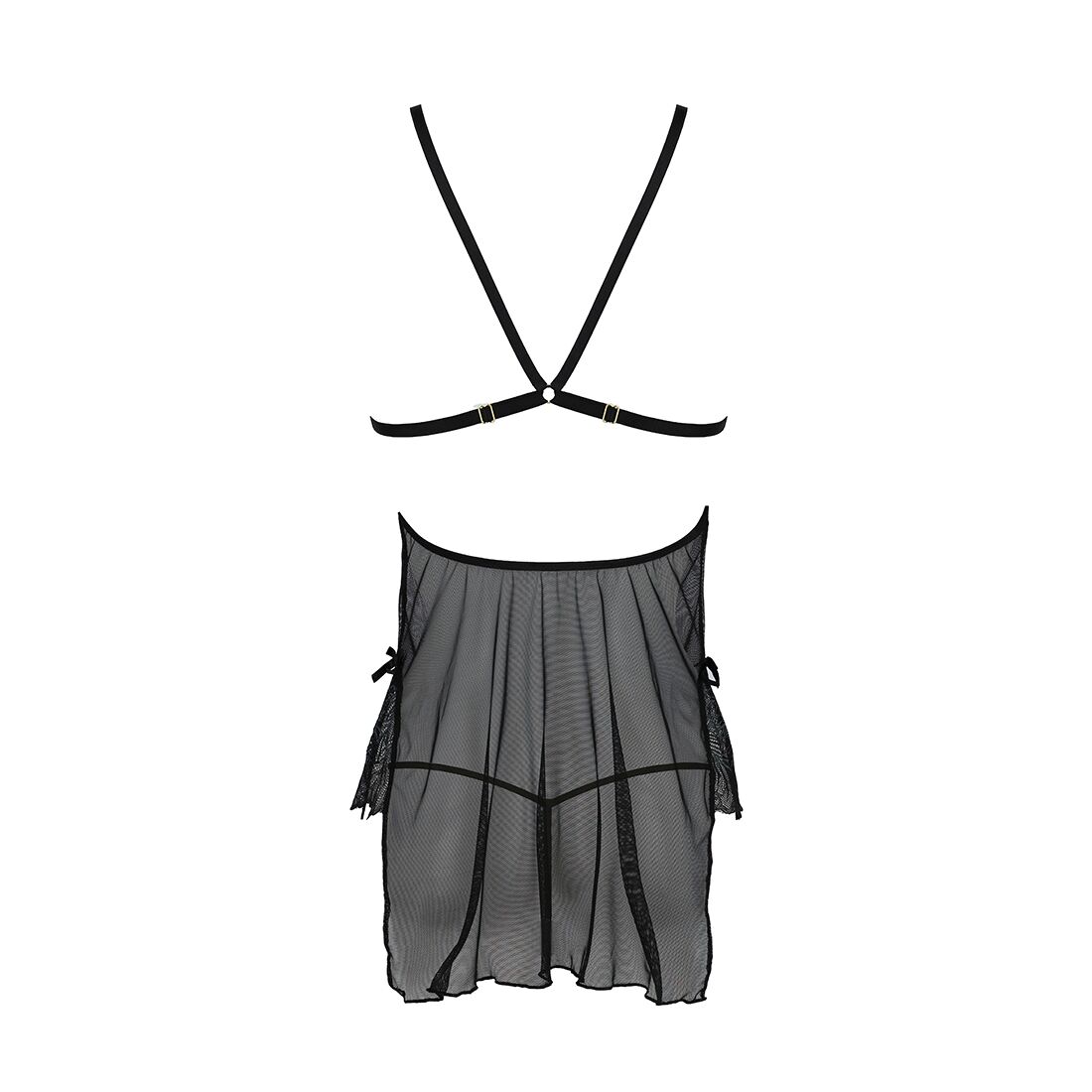 Сорочка Passion DELIENA CHEMISE XXL/XXXL black, стрінги із заниженою талією - Зображення 4