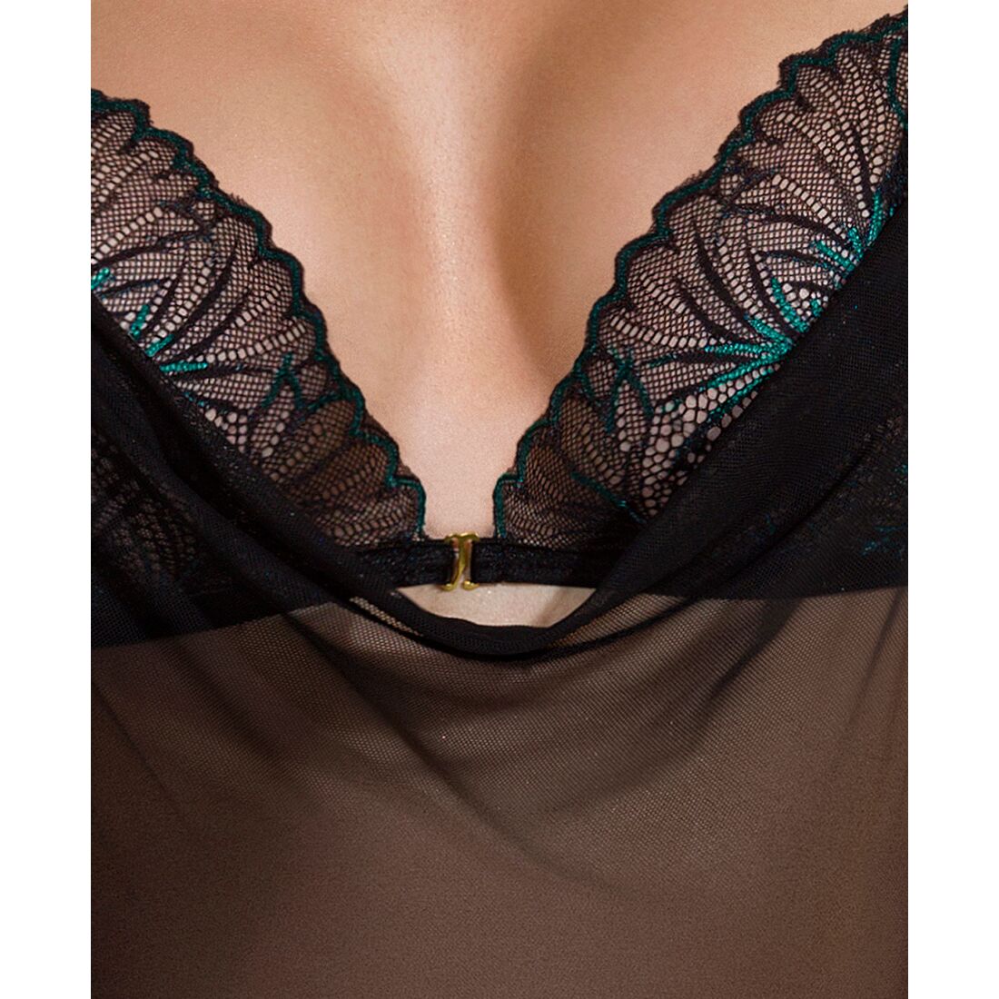 Сорочка Passion DELIENA CHEMISE XXL/XXXL black, стрінги із заниженою талією - Зображення 5