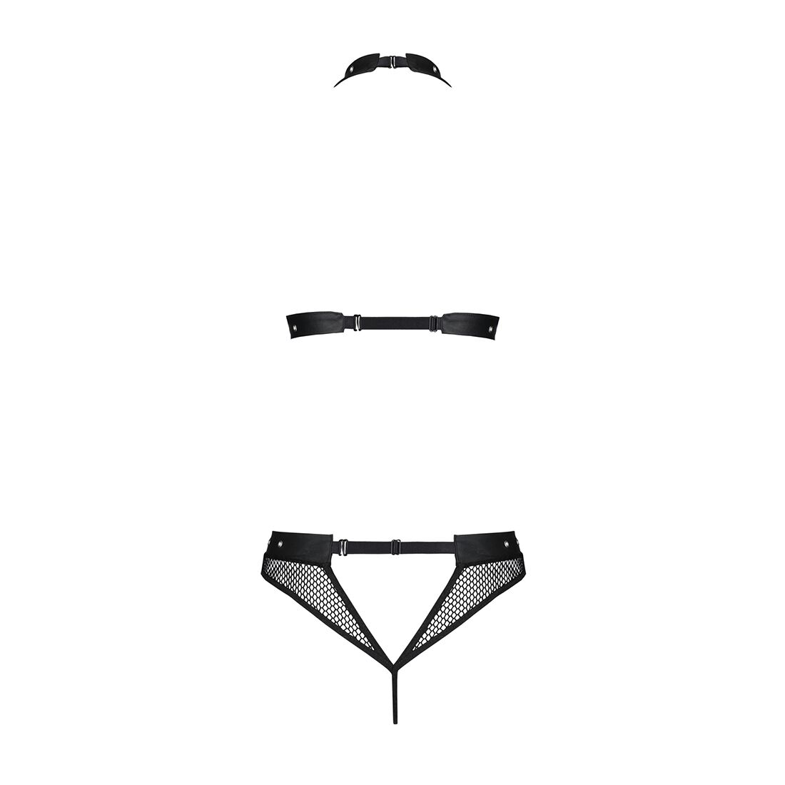 Білизна з відкритим доступом Passion MOONLIGHT SET L/XL black топ, стрінги - Зображення 4