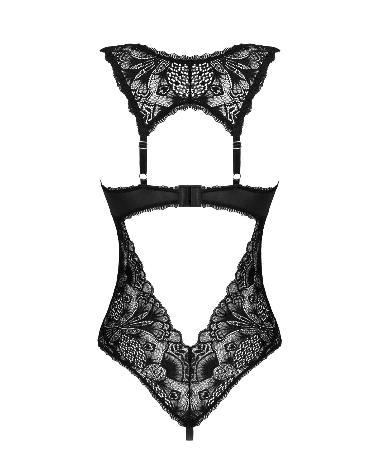 Мереживне боді Obsessive Donna Dream crotchless teddy XL/2XL Black, відкритий доступ - Зображення 4