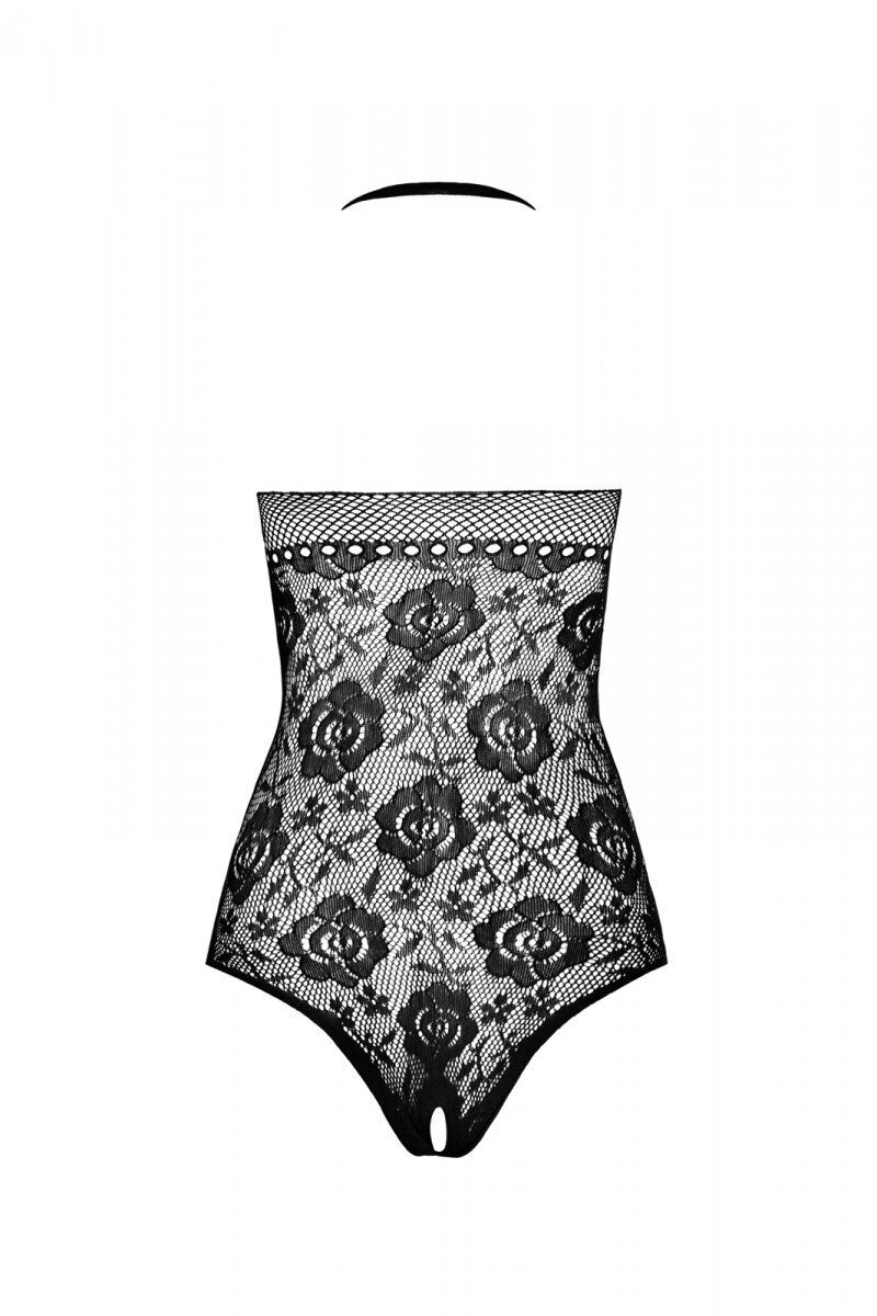 Бодістокінг з імітацією корсетної шнурівки Passion BS094 One Size, red, квітковий візерунок, з досту - Зображення 4