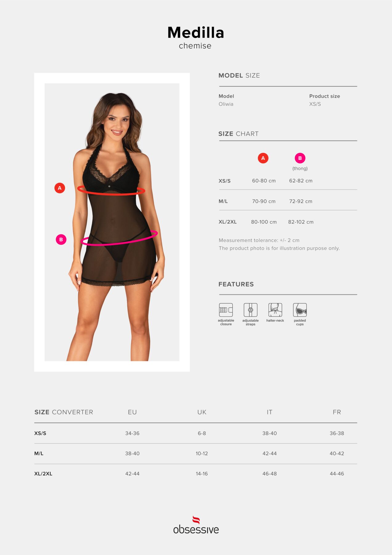 Пеньюар Obsessive Medilla chemise & thong XL/2XL - Зображення 5
