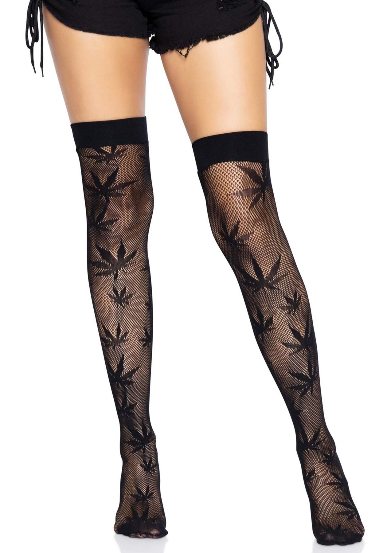 Панчохи з малюнком Leg Avenue 420 Net thigh highs Black - Зображення 4