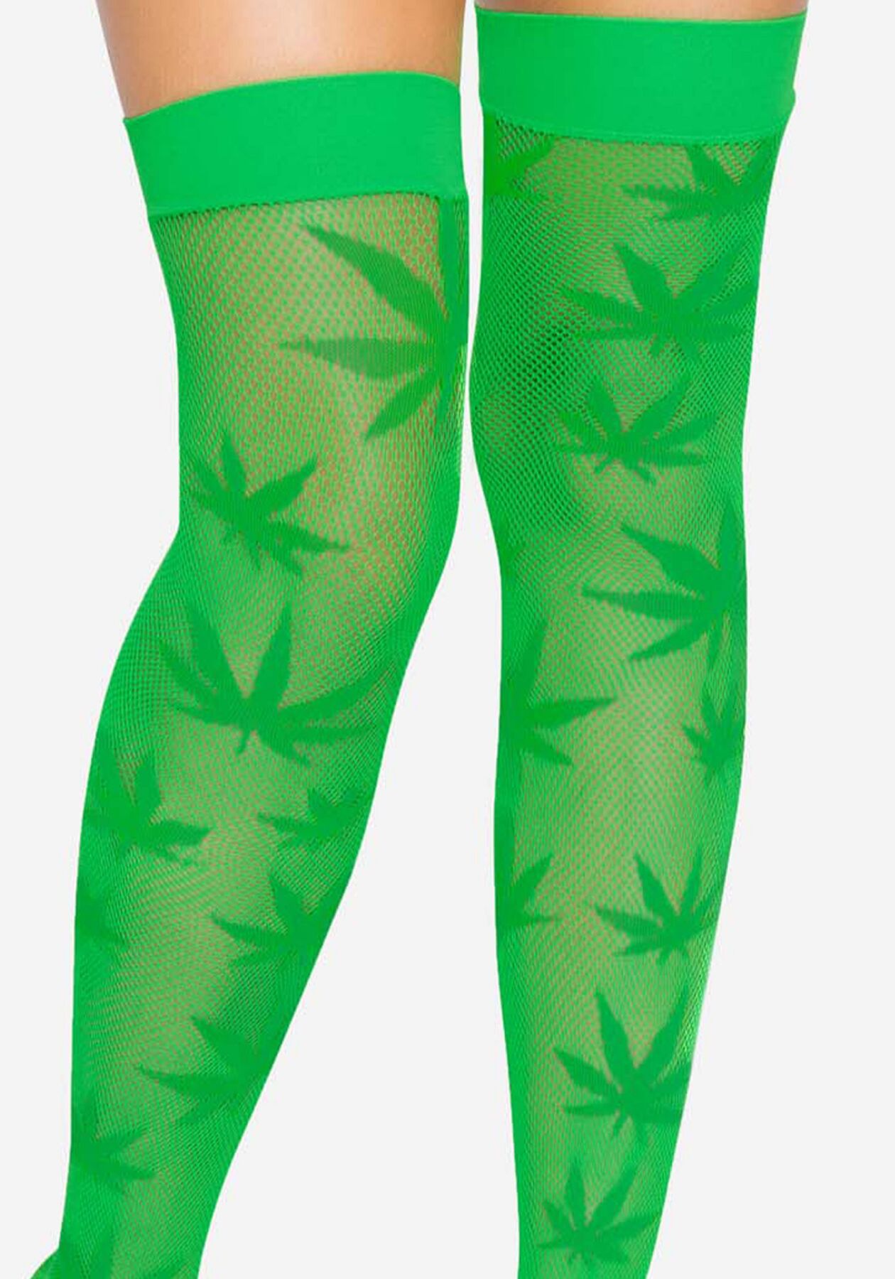Панчохи з малюнком Leg Avenue 420 Net thigh highs Green - Зображення 3