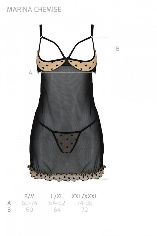 Еротичний пеньюар Passion MARINA CHEMISE, S/M, beige - Зображення 5