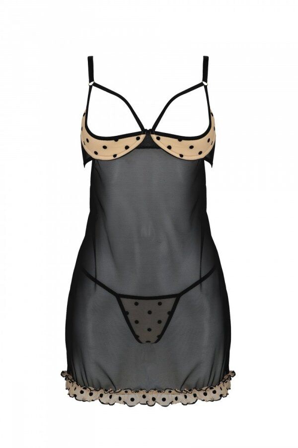 Еротичний пеньюар Passion MARINA CHEMISE, S/M, beige - Зображення 3