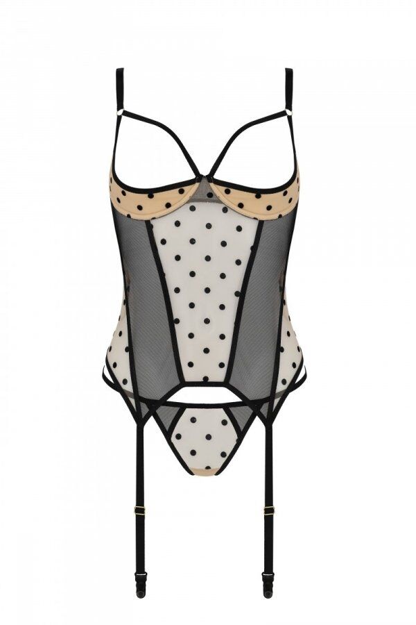 Корсет Passion MARINA CORSET, L/XL, beige, з відкритими чашками - Зображення 3