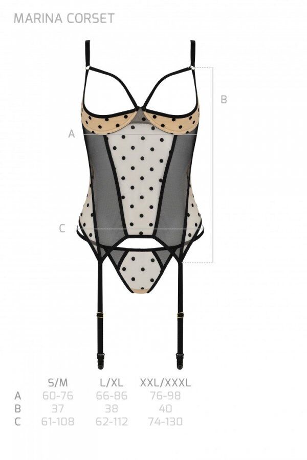 Корсет Passion MARINA CORSET, L/XL, beige, з відкритими чашками - Зображення 5