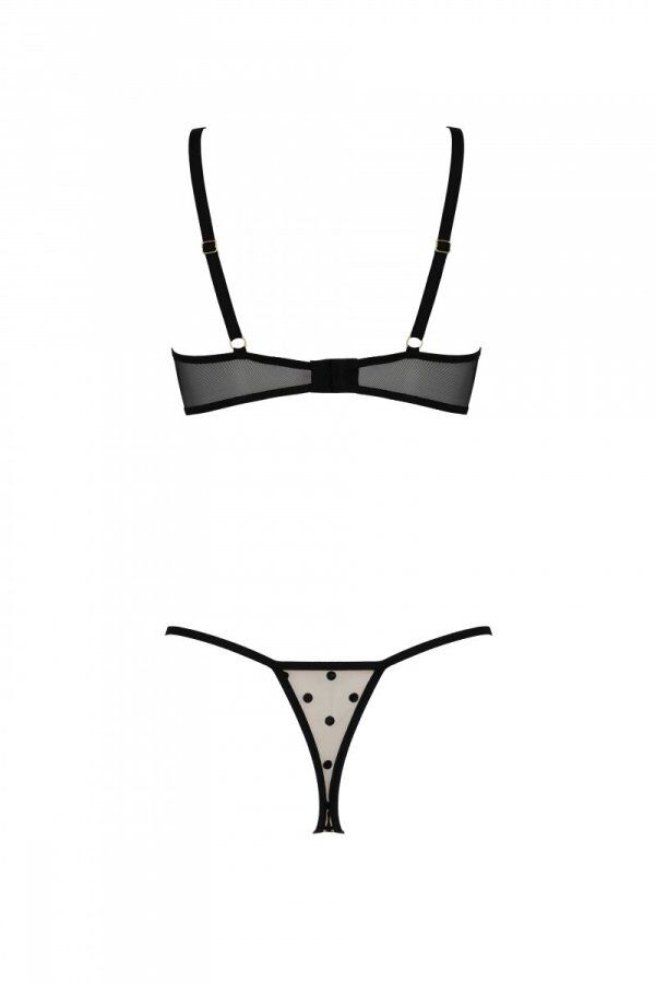 Еротичний комплект Passion MARINA SET WITH OPEN BRA, S/M, beige, відкриті чашки - Зображення 4