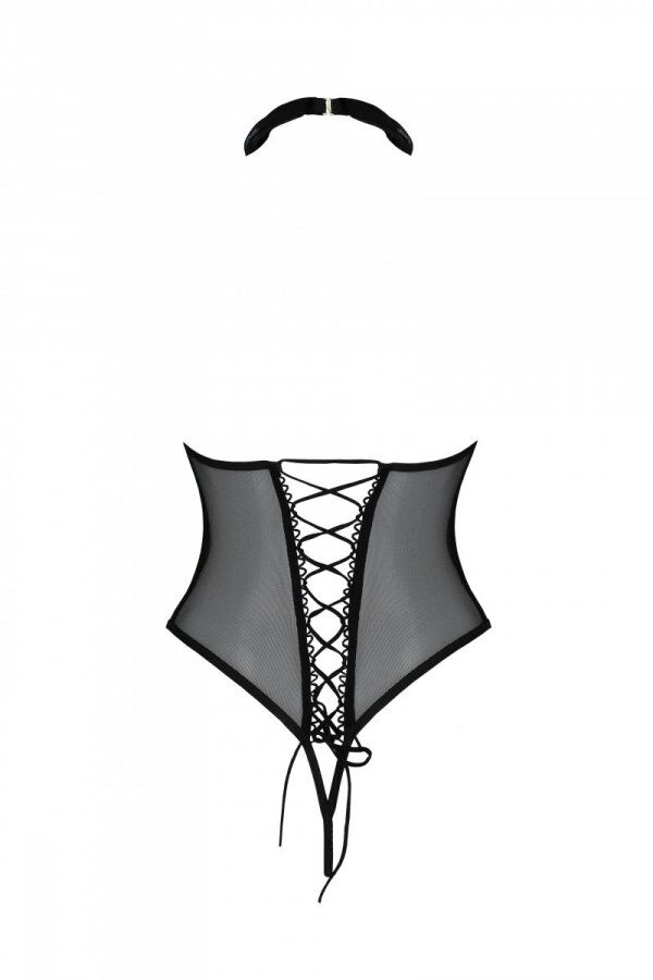 Еротичне боді Passion TRISHA BODY, L/XL, beige, з відкритими чашками - Зображення 4