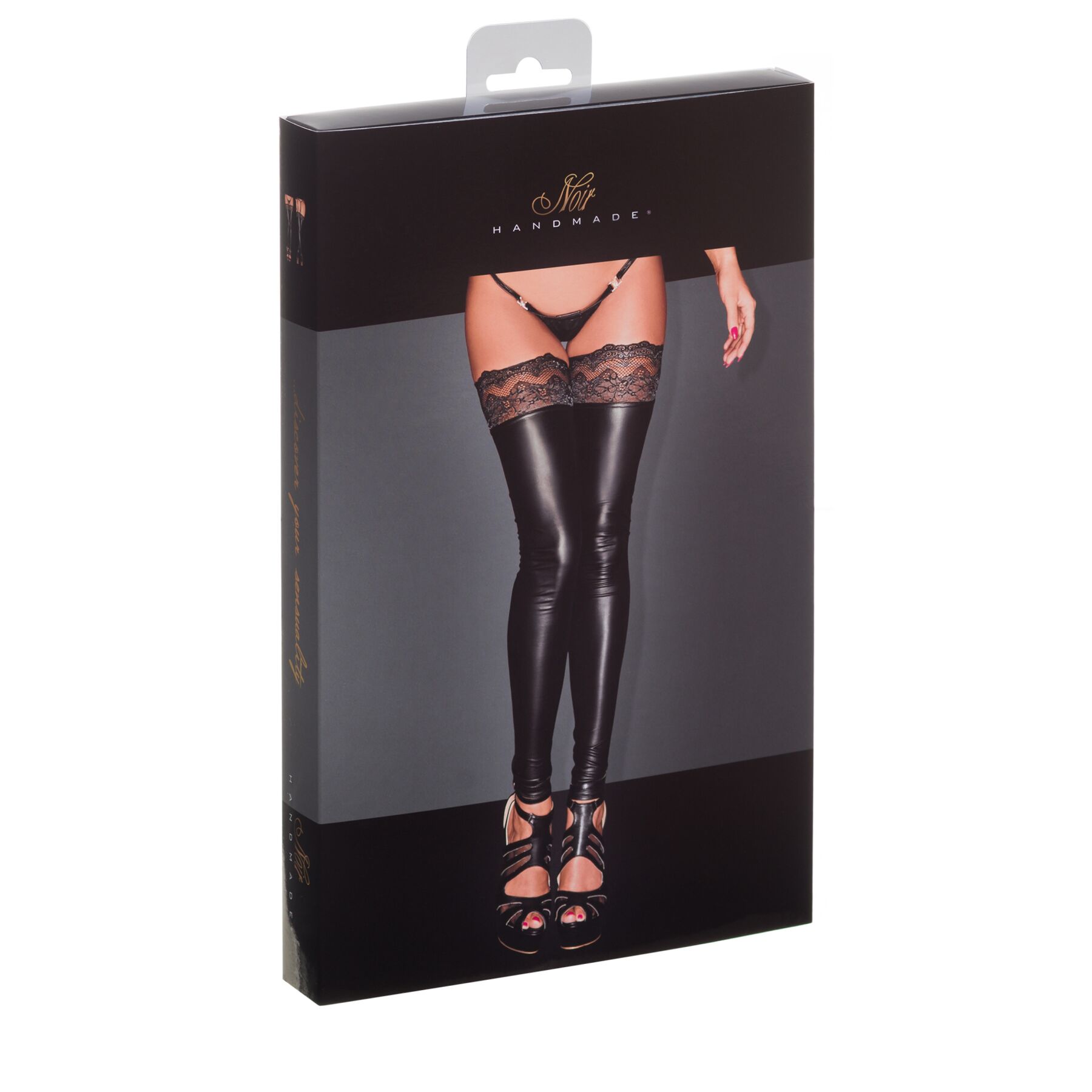 Панчохи з мокрим ефектом Noir Handmade F135 Powerwetlook stockings, S, без мисків - Зображення 5