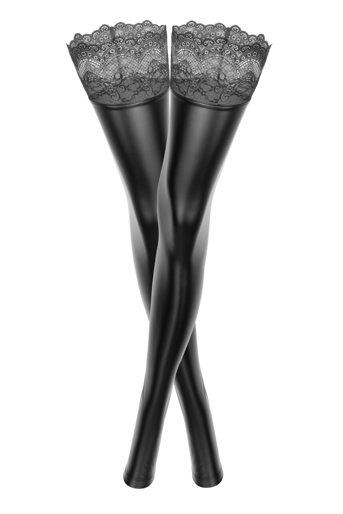 Панчохи з мокрим ефектом Noir Handmade F135 Powerwetlook stockings, S, без мисків - Зображення 3