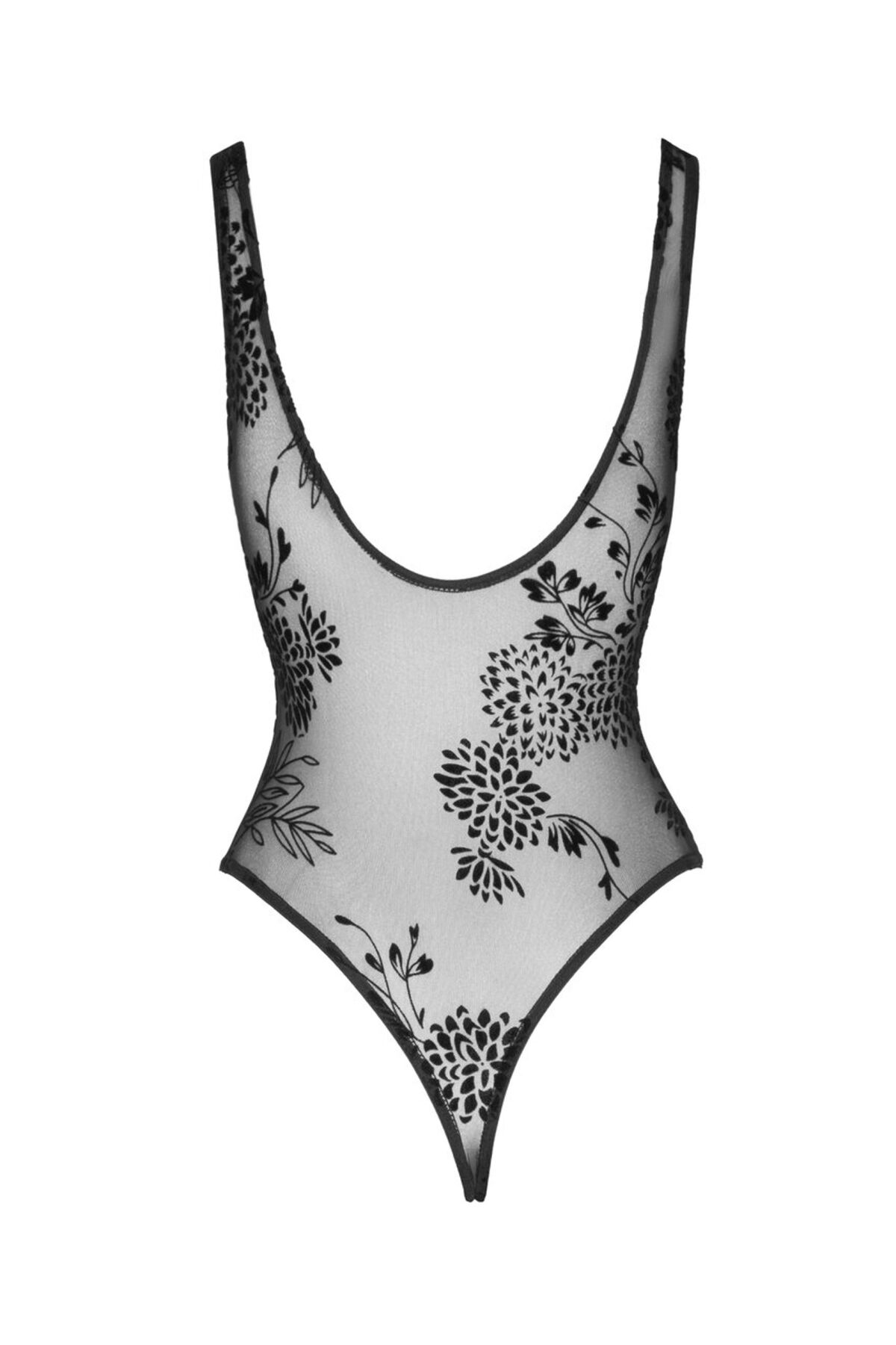 Боді Noir Handmade F242 Tulle body with patterned flock embroidery, L - Зображення 5