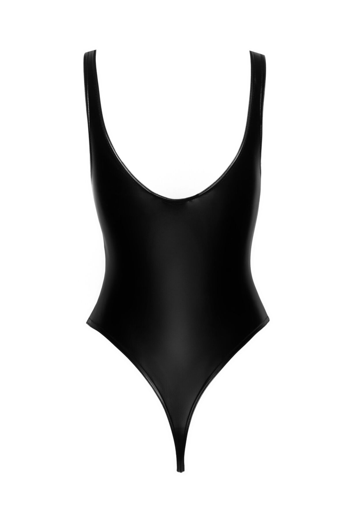 Боді з мокрим ефектом Noir Handmade F244 Powerwetlook body with high cut bottom hem, L - Зображення 5