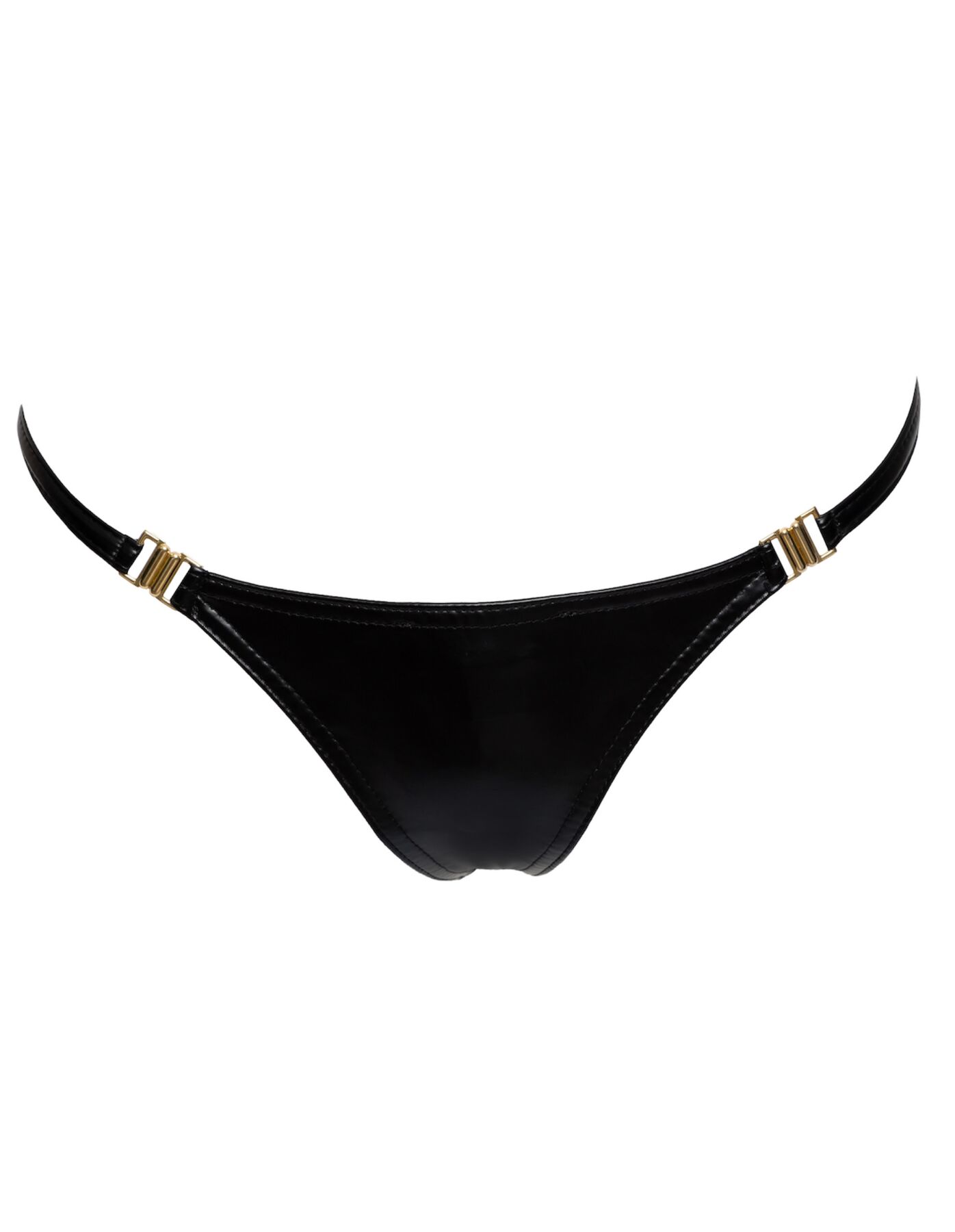Трусики з мокрим ефектом Noir Handmade P008 Powerwetlook panty with gold clasp, XL, на застібках - Зображення 4
