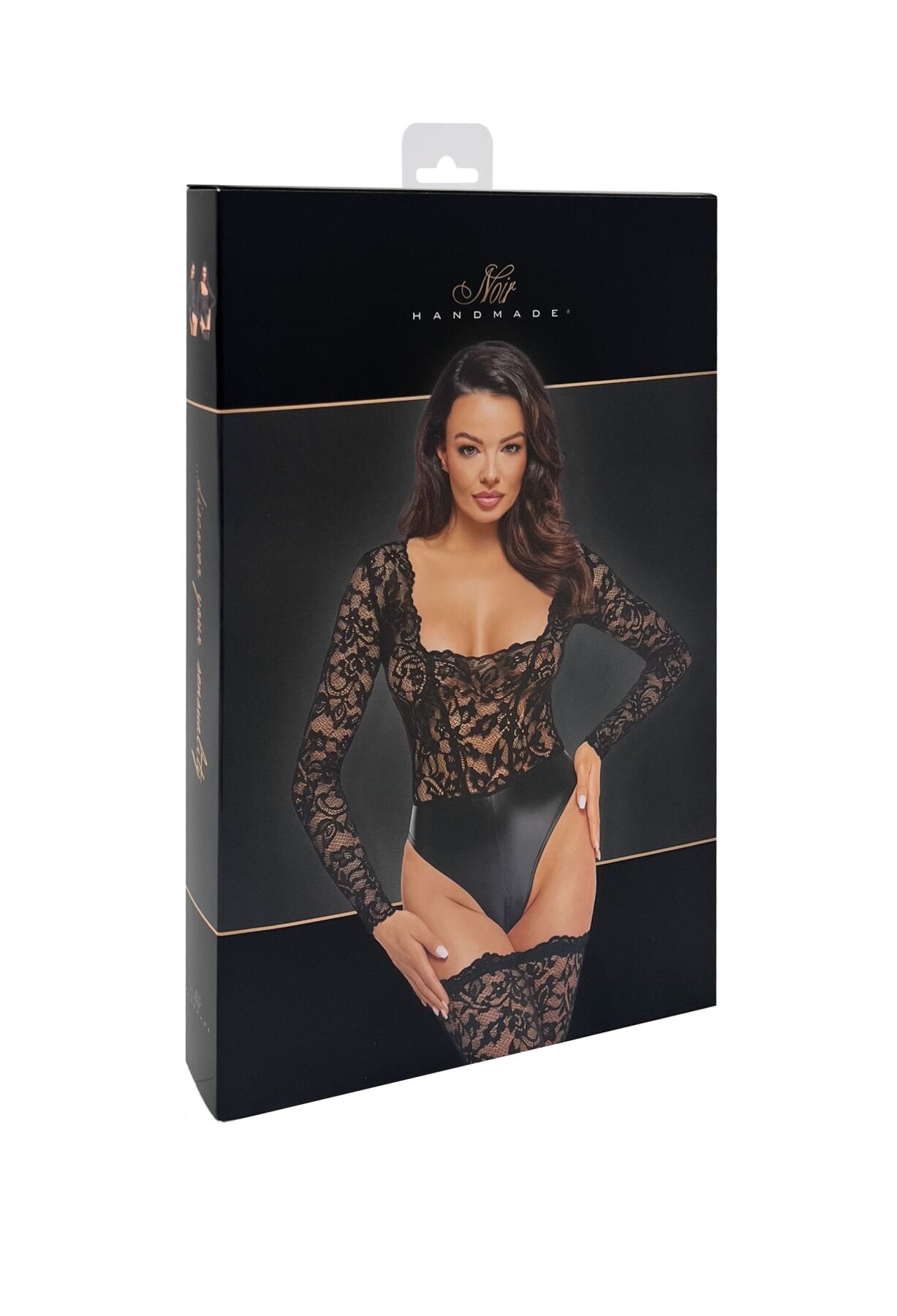 Боді Noir Handmade F296 Psyche, L, мереживо, довгий рукав, низ під латекс, з доступом - Зображення 8