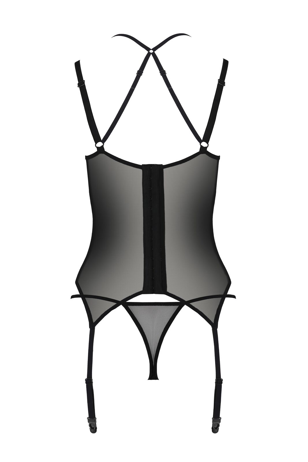 Корсет Passion DROSERA CORSET black, L/XL, з кріпленнями для панчіх, трусики в комплекті - Зображення 4