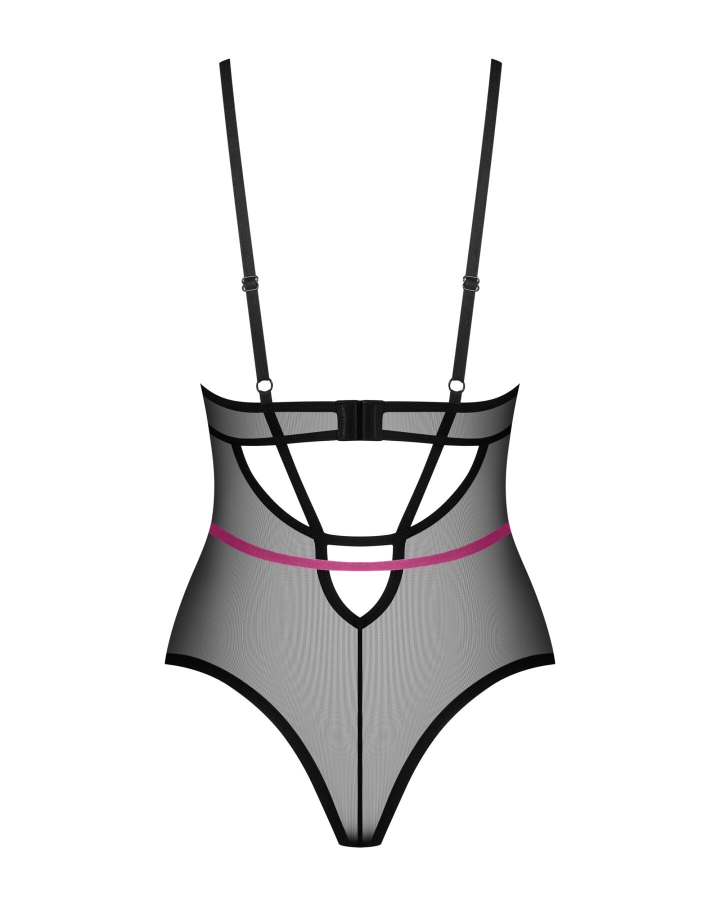 Боді Obsessive Novenes teddy, XS/S, прозоре, чашки на кісточках, декор у вигляді стрічок - Зображення 7