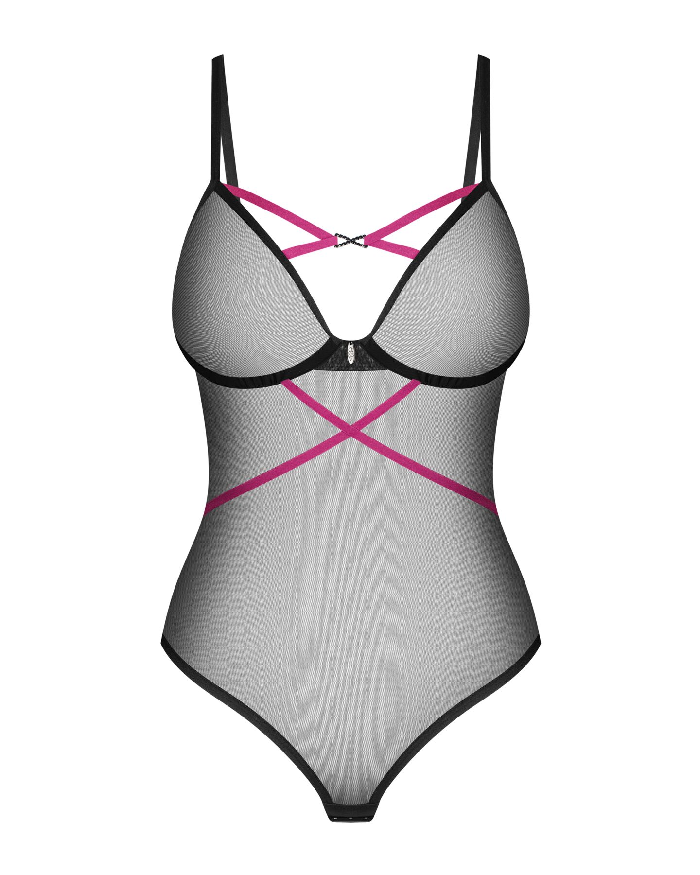 Боді Obsessive Novenes teddy, XS/S, прозоре, чашки на кісточках, декор у вигляді стрічок - Зображення 6