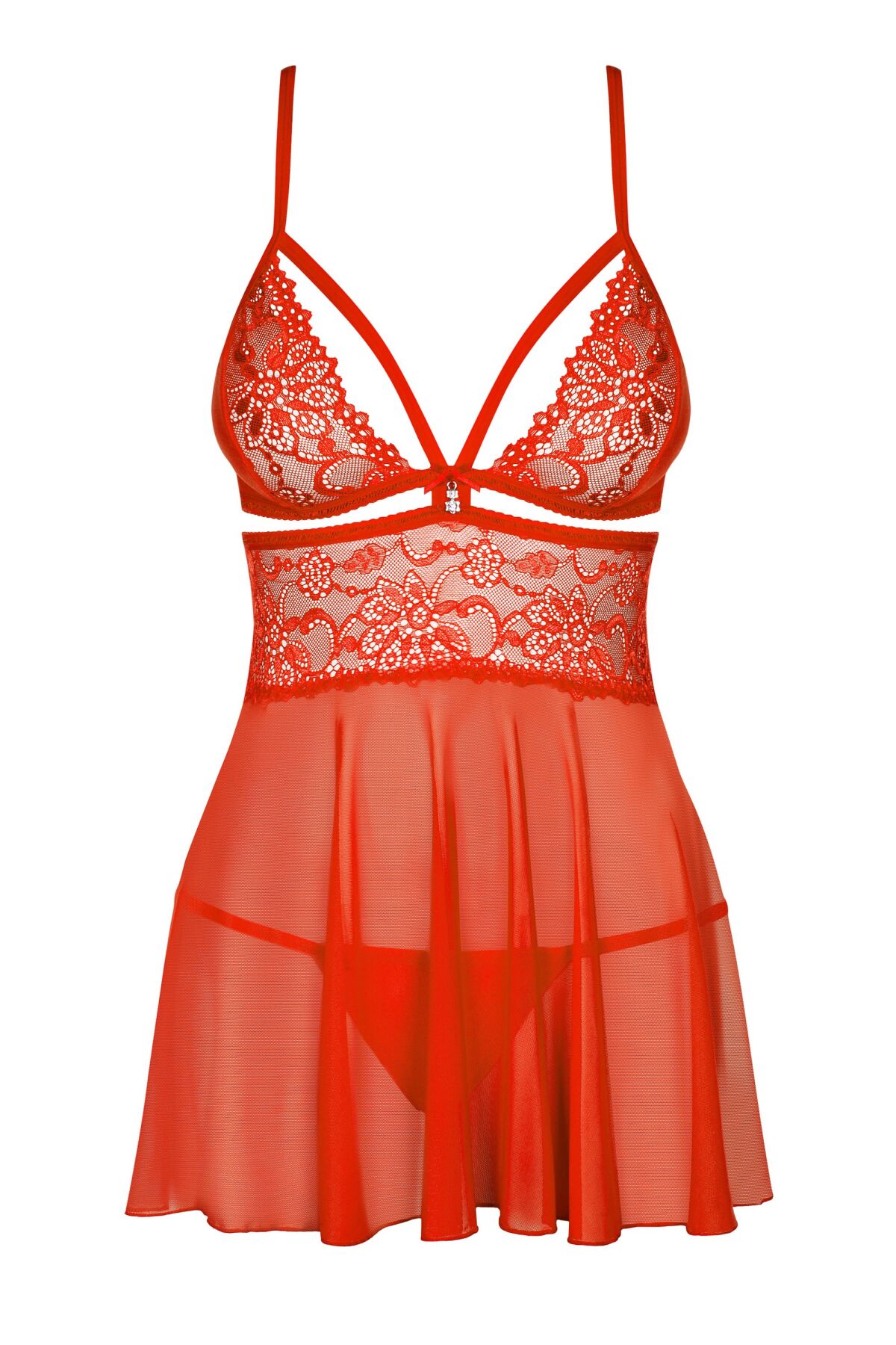 Бебі-дол Obsessive 838-BAB-3 babydoll & thong red 2XL/3XL - Зображення 3